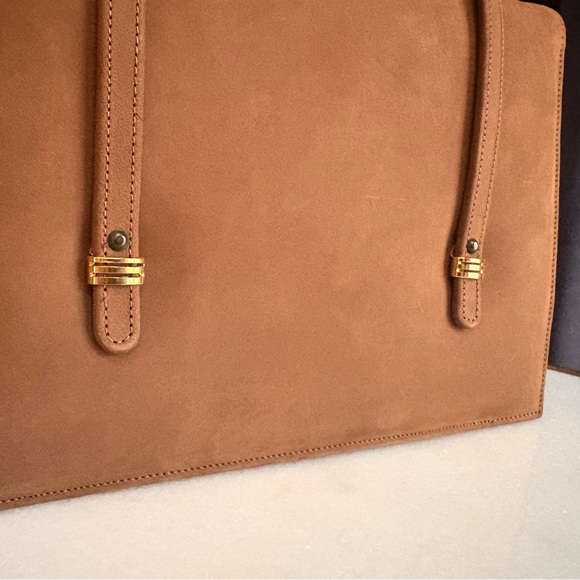 Vintage MCM Andrew Geller Camel Suede Top Handle Tote - Picture 4 of 15